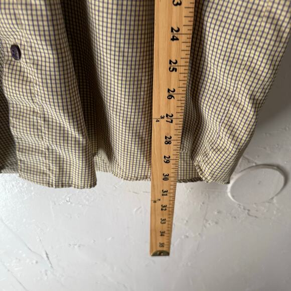 Split Men's Size XL Yellow Purple Plaid Outdoor Vented‎ Short Sleeve Button Up - Picture 10 of 10